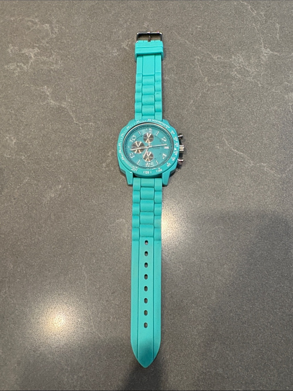 Geneva Platinum Teal Silicone Chronograph Watch
